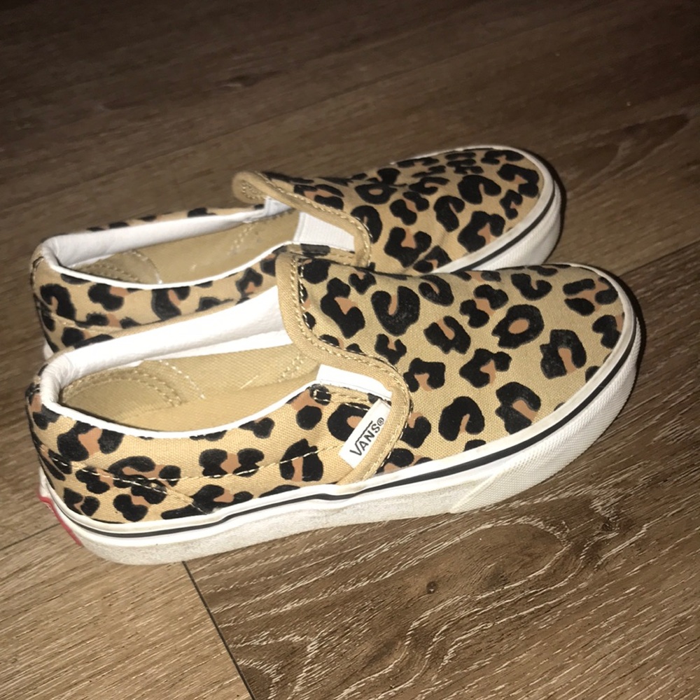 Vans Slip On Shoes Canvas Animal Print Brown Whimsical Toddler Size Toddler 13